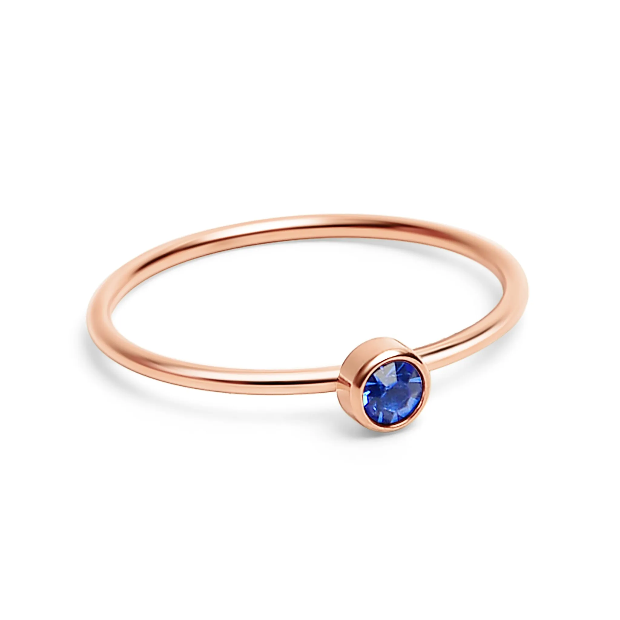 18k Rose Gold PVD Coated Stainless Steel Birthstone Stacking Ring Size 3 / ZRJ1002