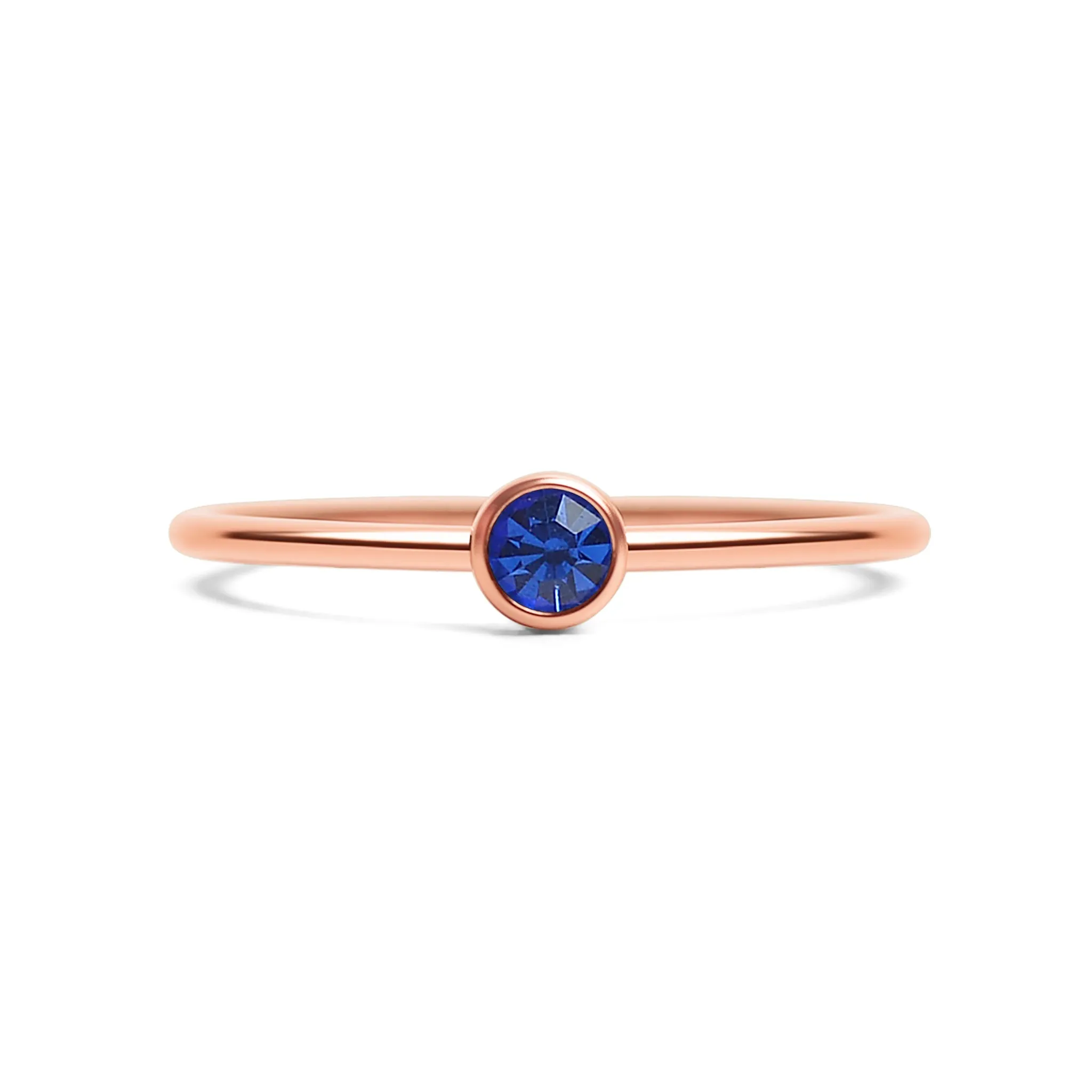 18k Rose Gold PVD Coated Stainless Steel Birthstone Stacking Ring Size 3 / ZRJ1002