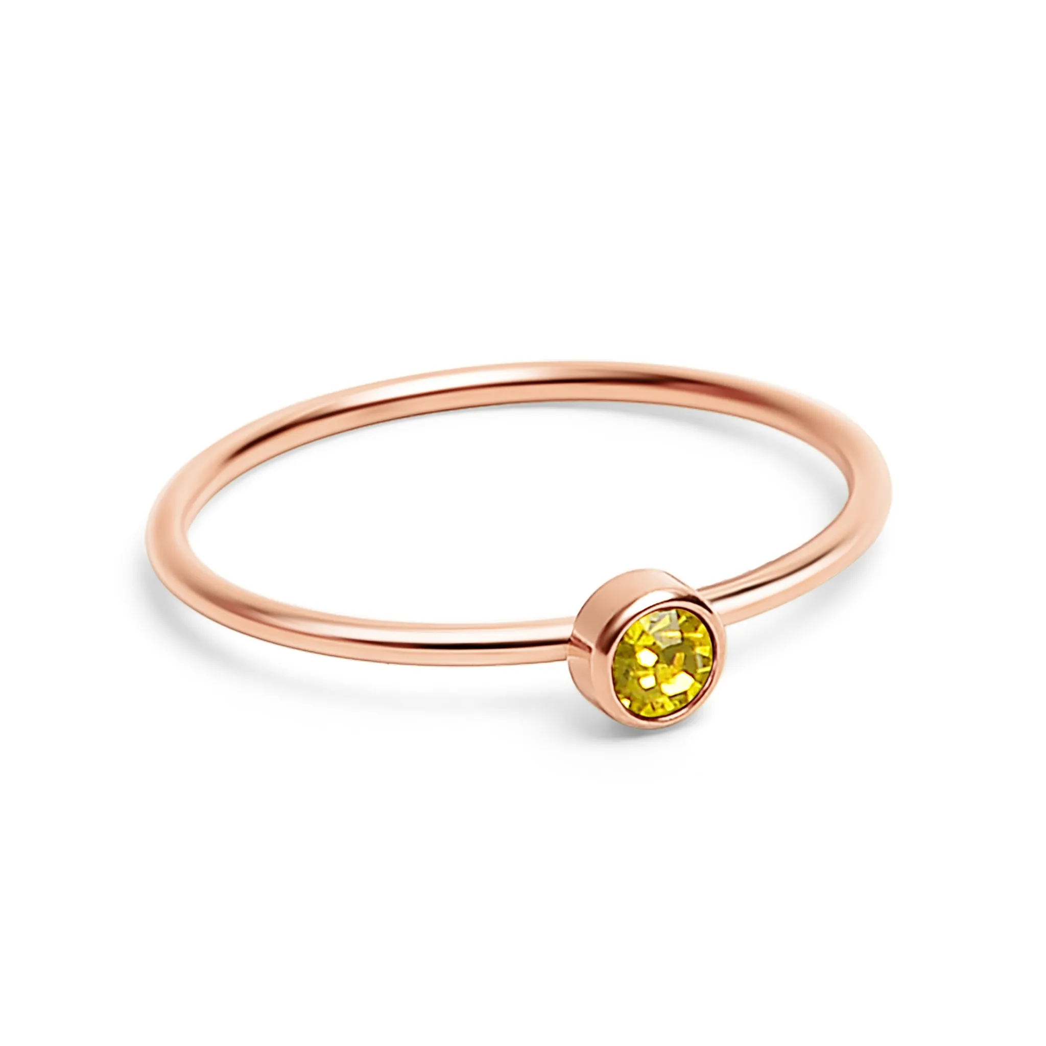 18k Rose Gold PVD Coated Stainless Steel Birthstone Stacking Ring Size 3 / ZRJ1002