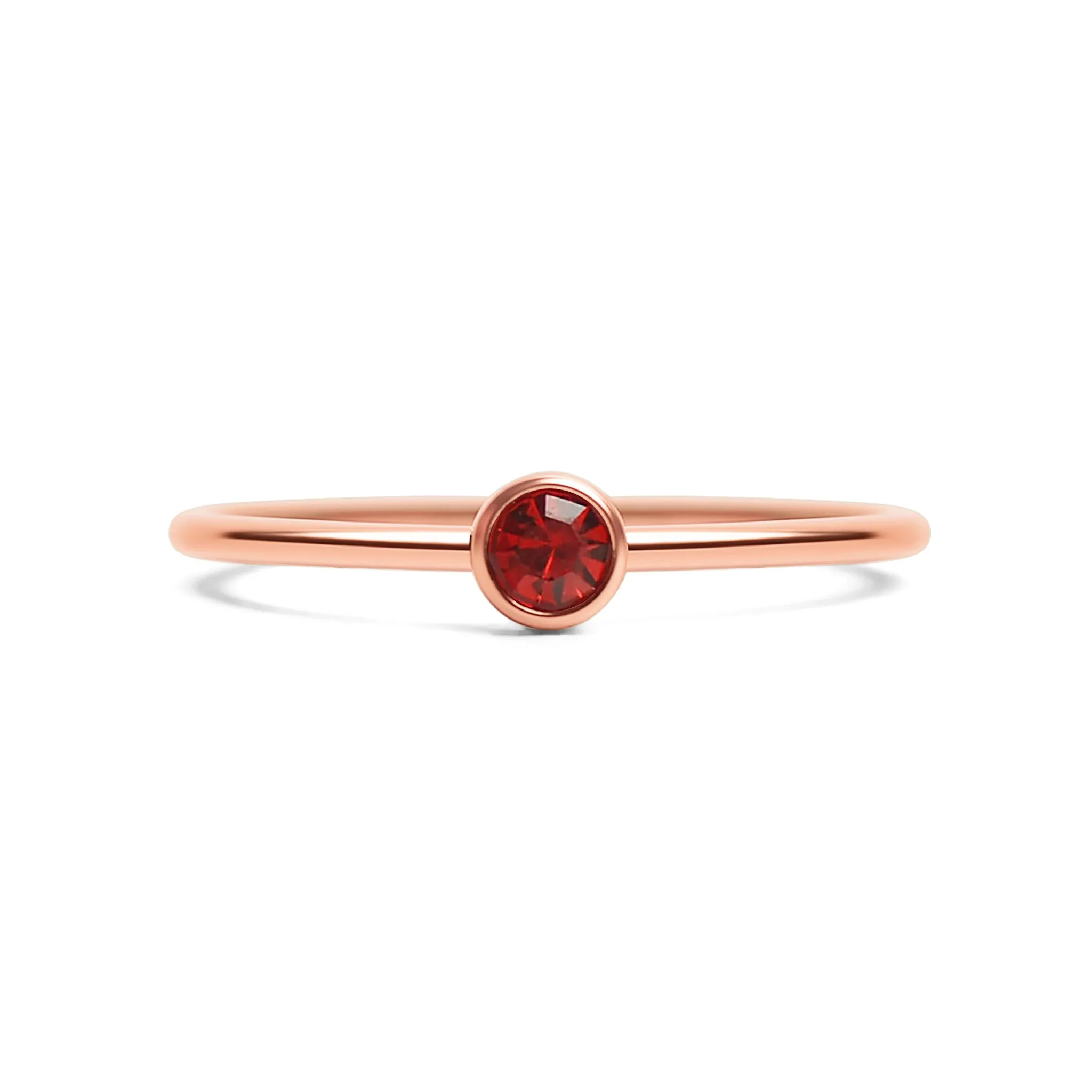 18k Rose Gold PVD Coated Stainless Steel Birthstone Stacking Ring Size 3 / ZRJ1002