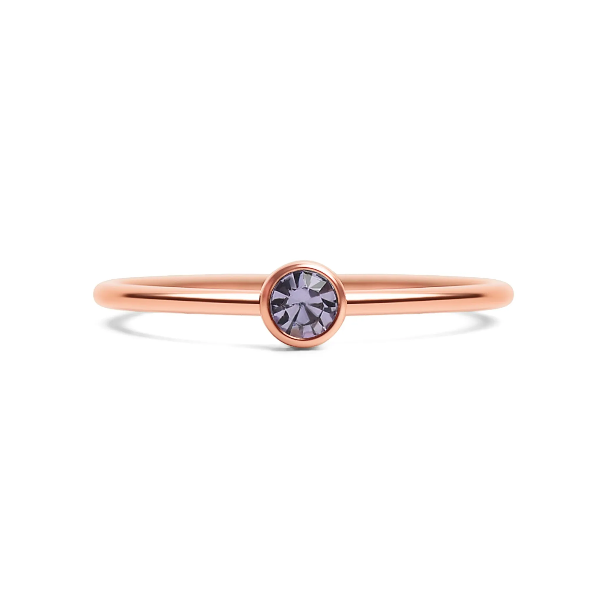 18k Rose Gold PVD Coated Stainless Steel Birthstone Stacking Ring Size 3 / ZRJ1002
