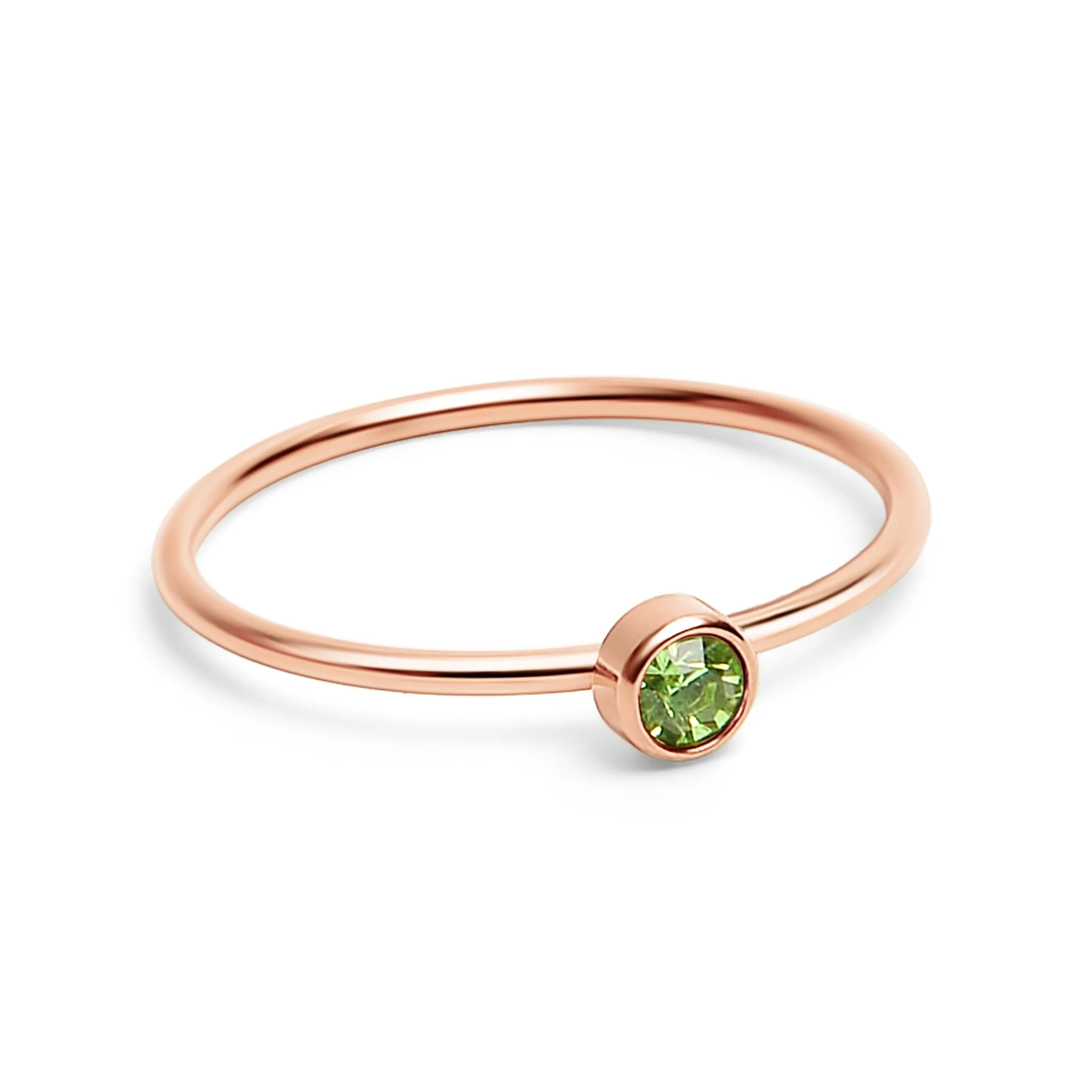 18k Rose Gold PVD Coated Stainless Steel Birthstone Stacking Ring Size 3 / ZRJ1002