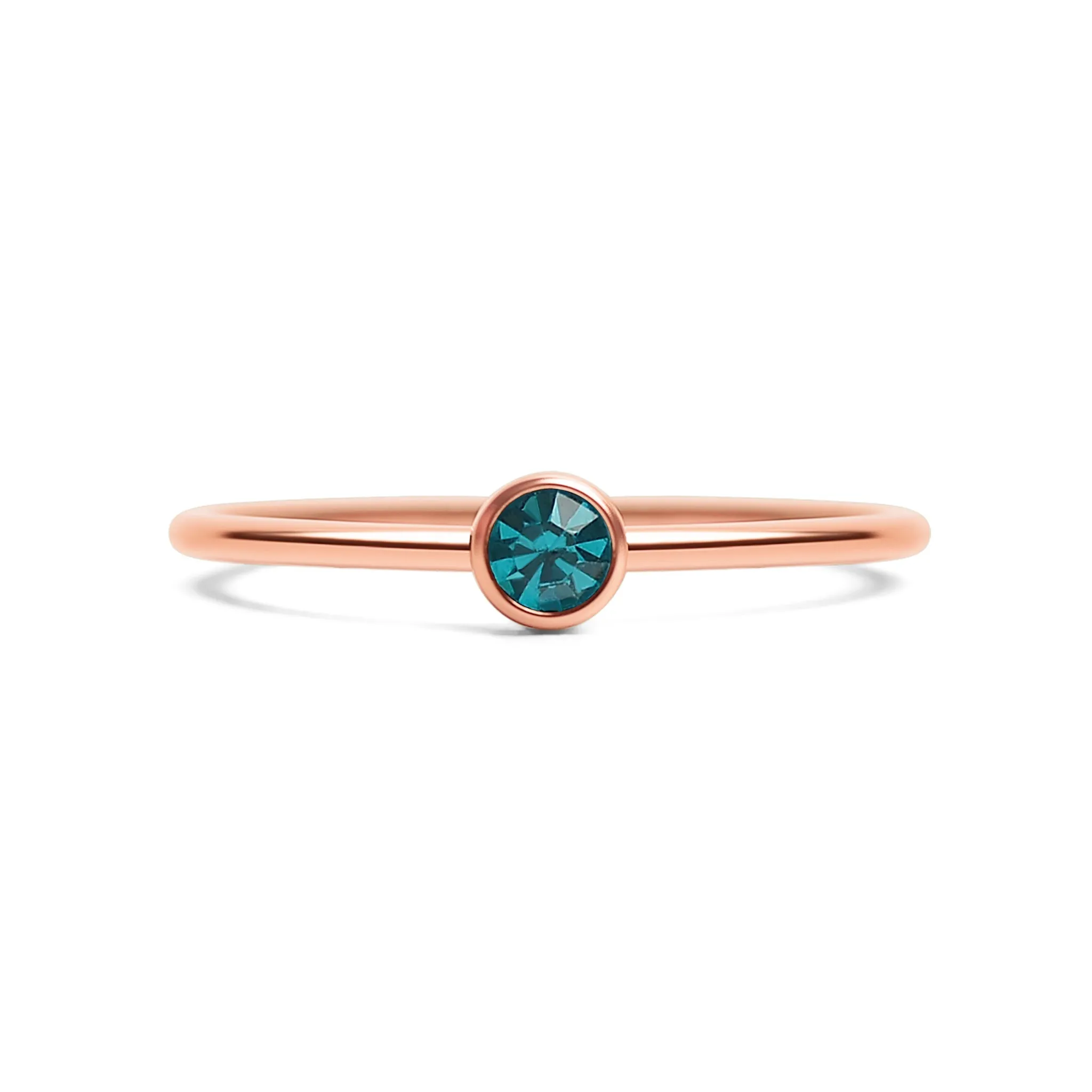 18k Rose Gold PVD Coated Stainless Steel Birthstone Stacking Ring Size 3 / ZRJ1002
