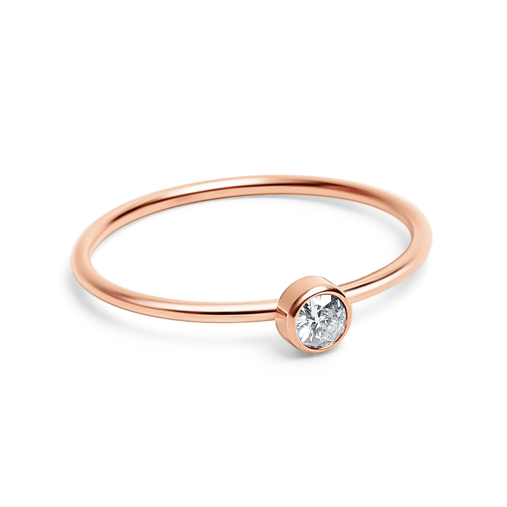 18k Rose Gold PVD Coated Stainless Steel Birthstone Stacking Ring Size 3 / ZRJ1002