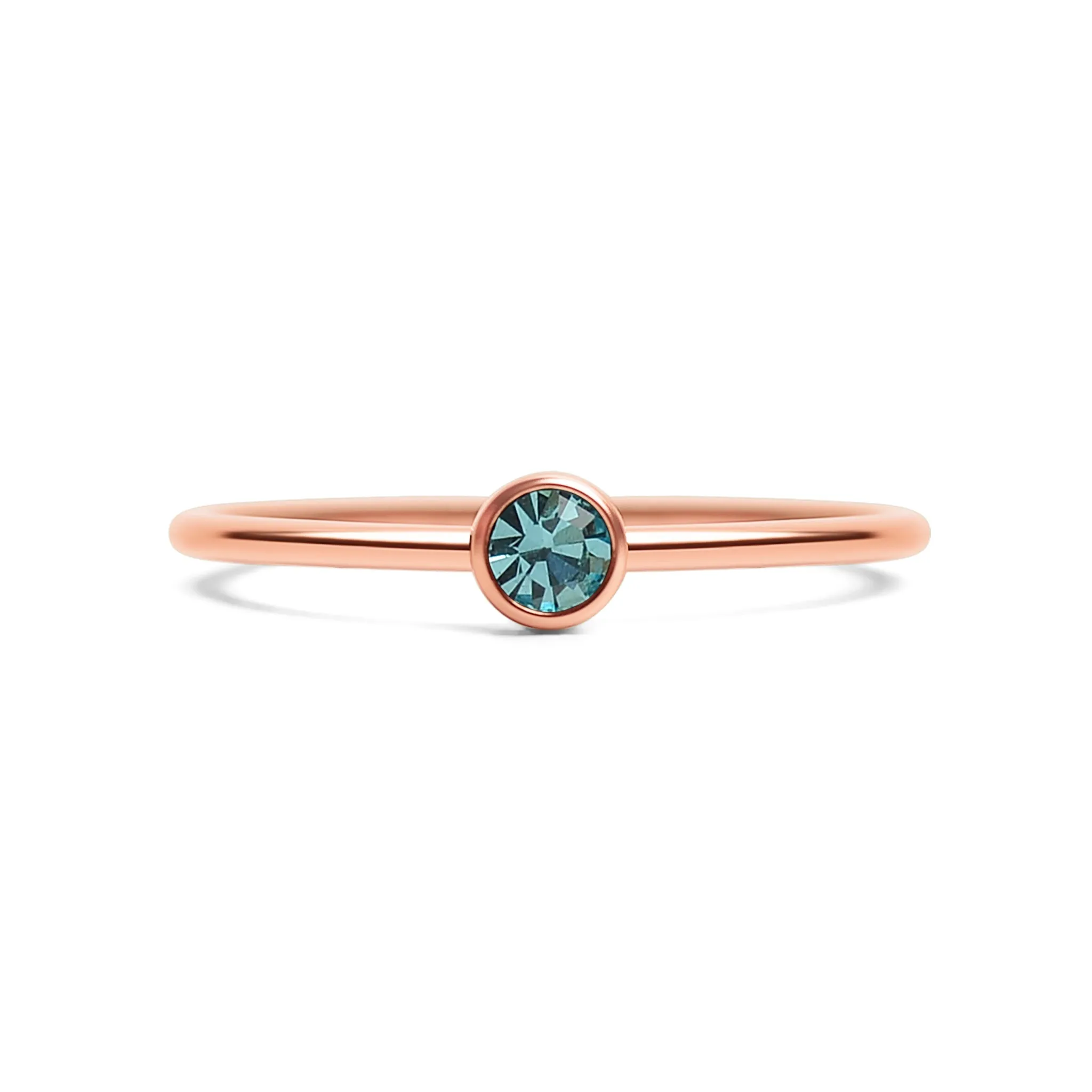 18k Rose Gold PVD Coated Stainless Steel Birthstone Stacking Ring Size 3 / ZRJ1002