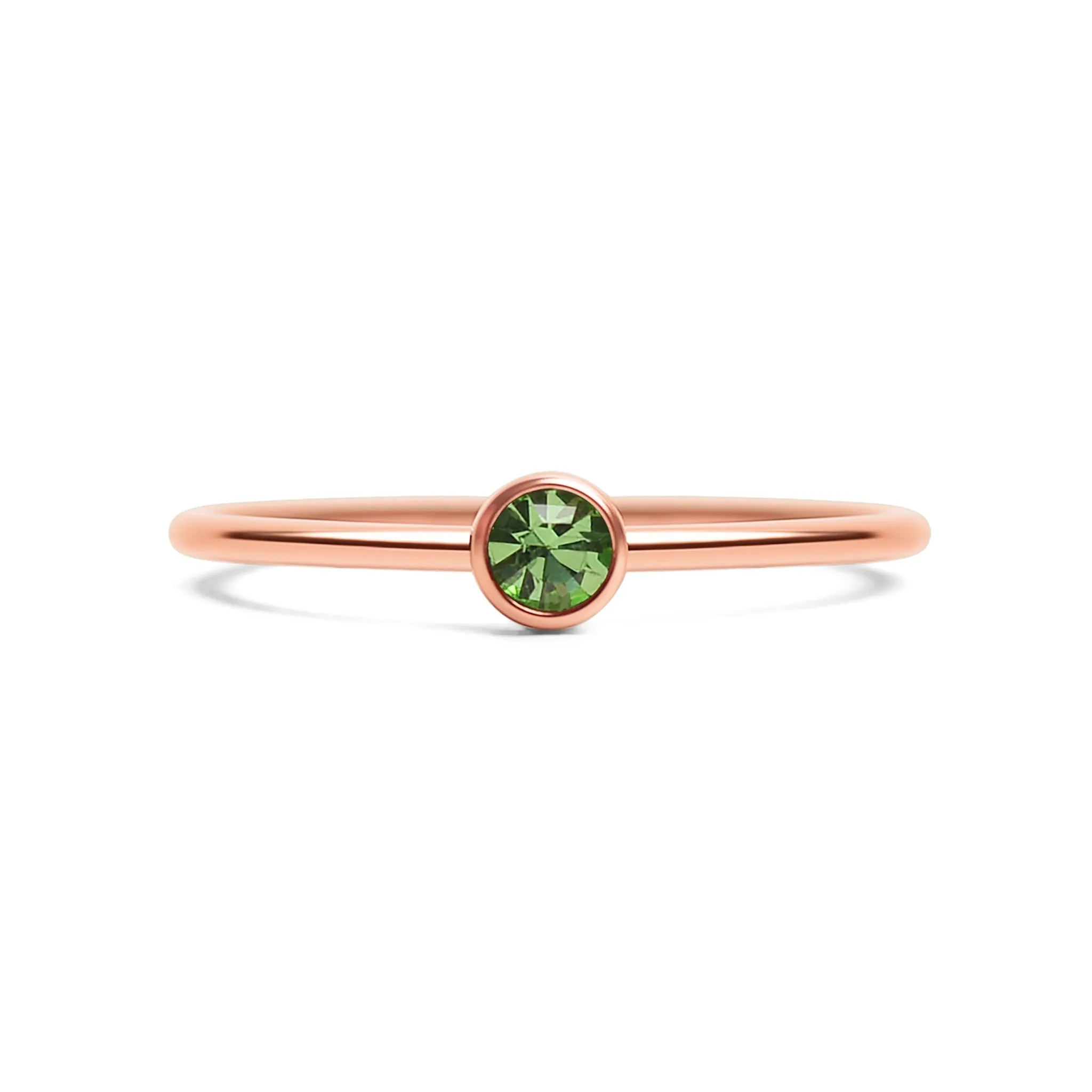 18k Rose Gold PVD Coated Stainless Steel Birthstone Stacking Ring Size 3 / ZRJ1002