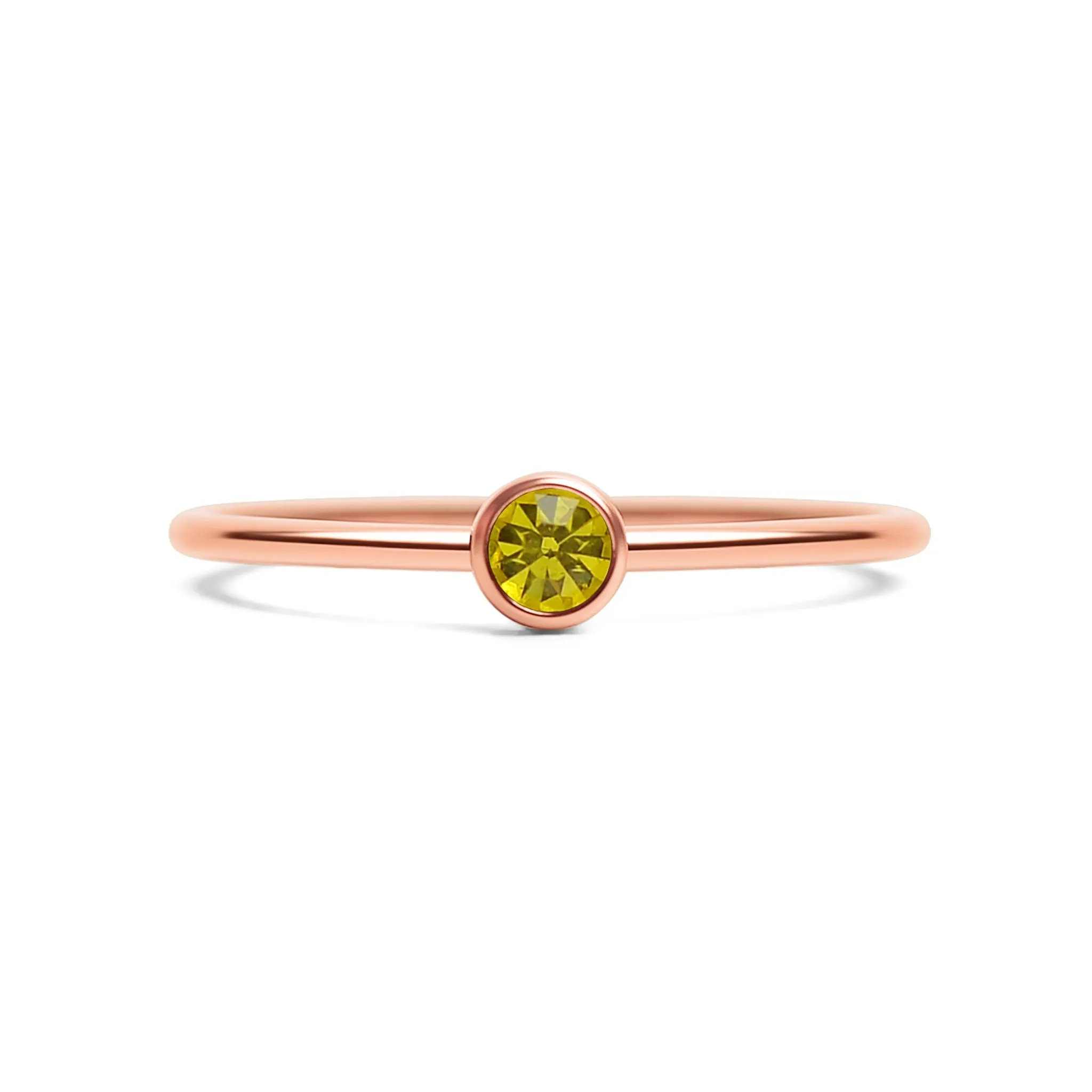 18k Rose Gold PVD Coated Stainless Steel Birthstone Stacking Ring Size 3 / ZRJ1002