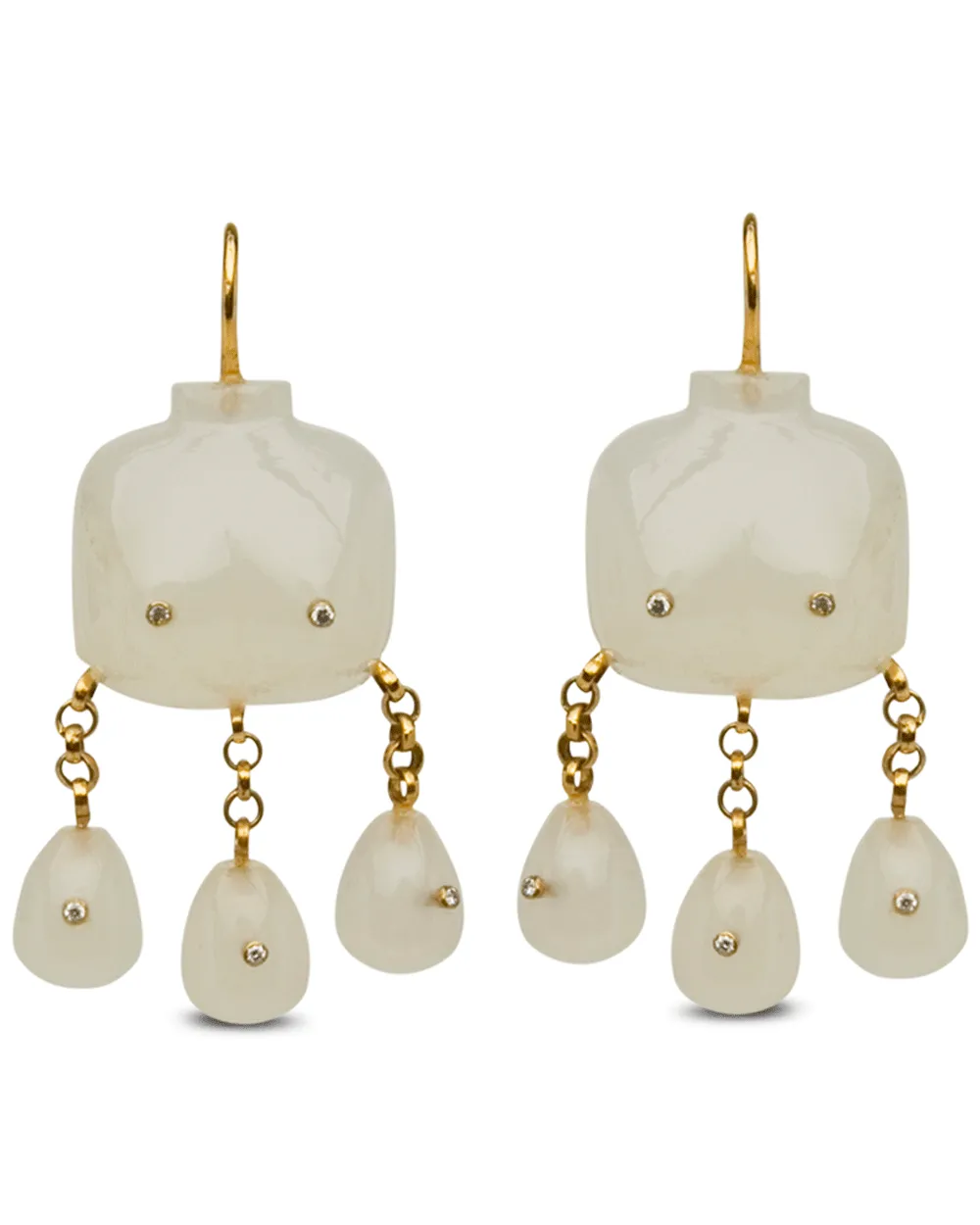 18k Yellow Gold Moonstone Victorian Goddess Earrings