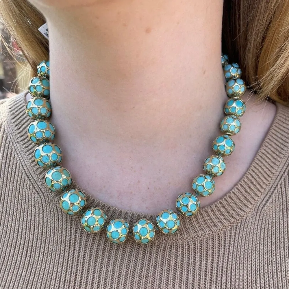 18k Yellow Gold Wrapped Turquoise Necklace Regard Jewelry Austin, Texas