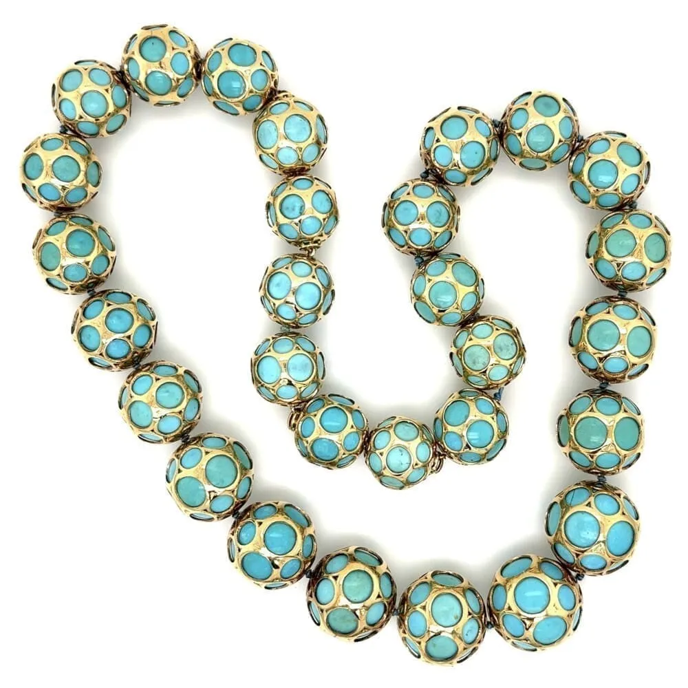 18k Yellow Gold Wrapped Turquoise Necklace Regard Jewelry Austin, Texas
