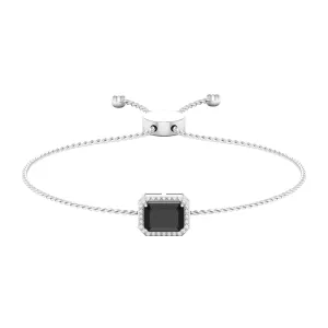 2 CT Octagon Cut Black Onyx and Diamond Bolo Chain Bracelet