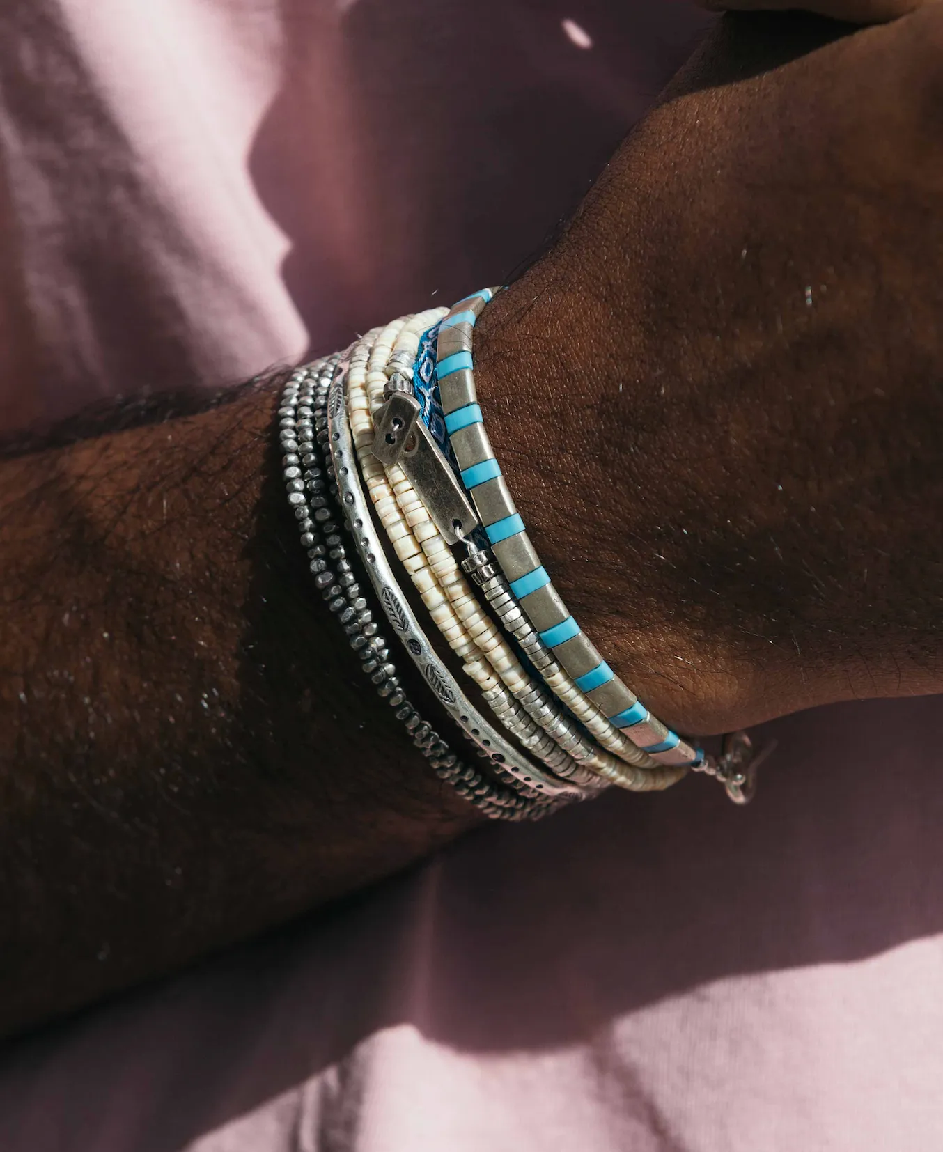 3 Laps Bracelet With Hand-Forged Silver Beads