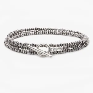 3 Laps Bracelet With Hand-Forged Silver Beads