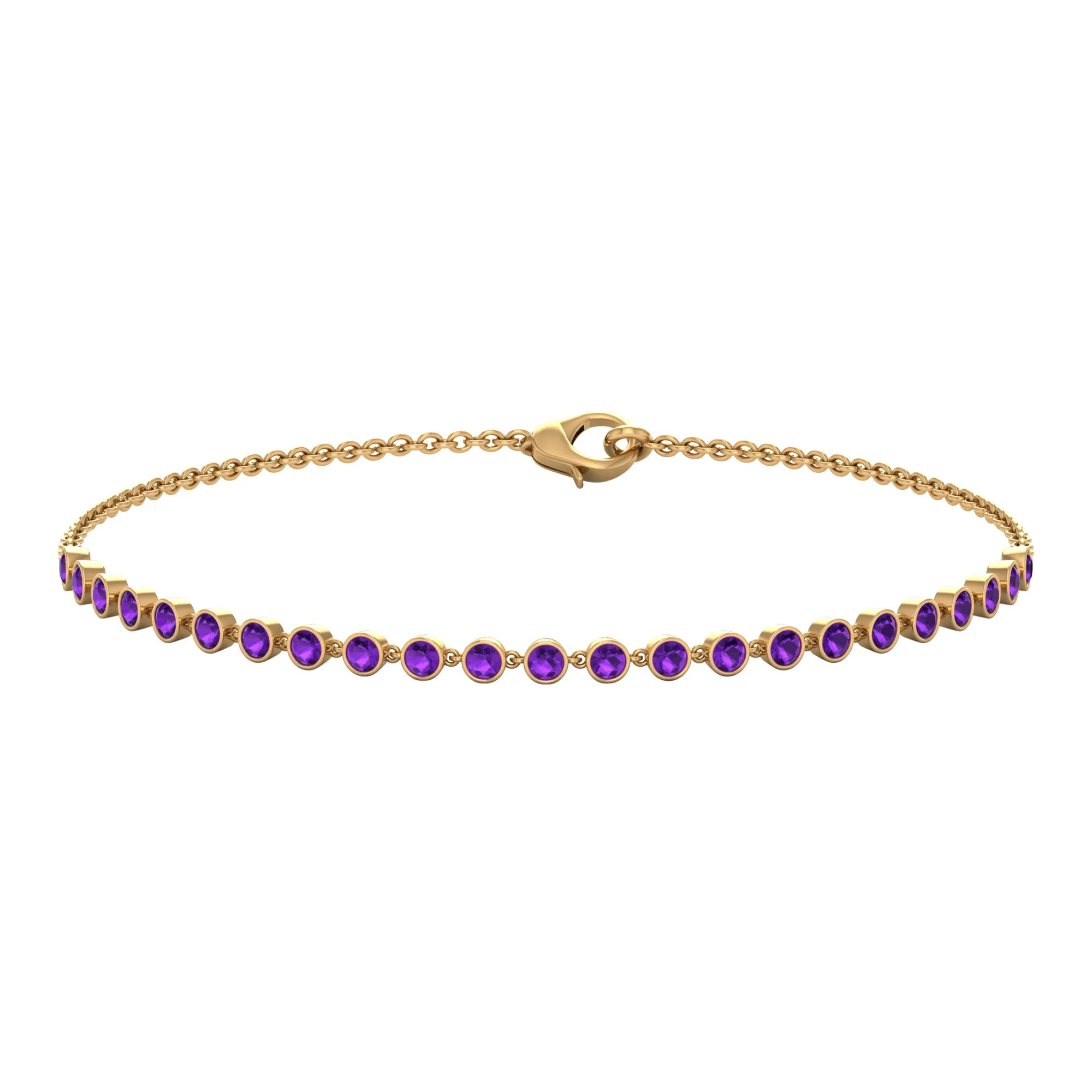 3/4 CT Bezel Set Amethyst Minimal Chain Bracelet