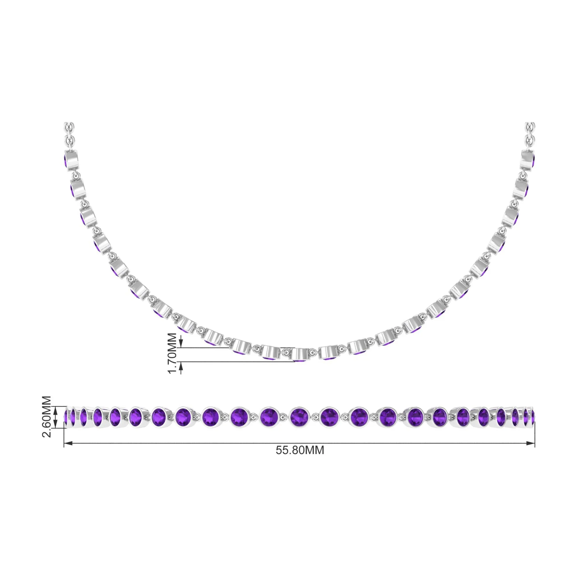 3/4 CT Bezel Set Amethyst Minimal Chain Bracelet