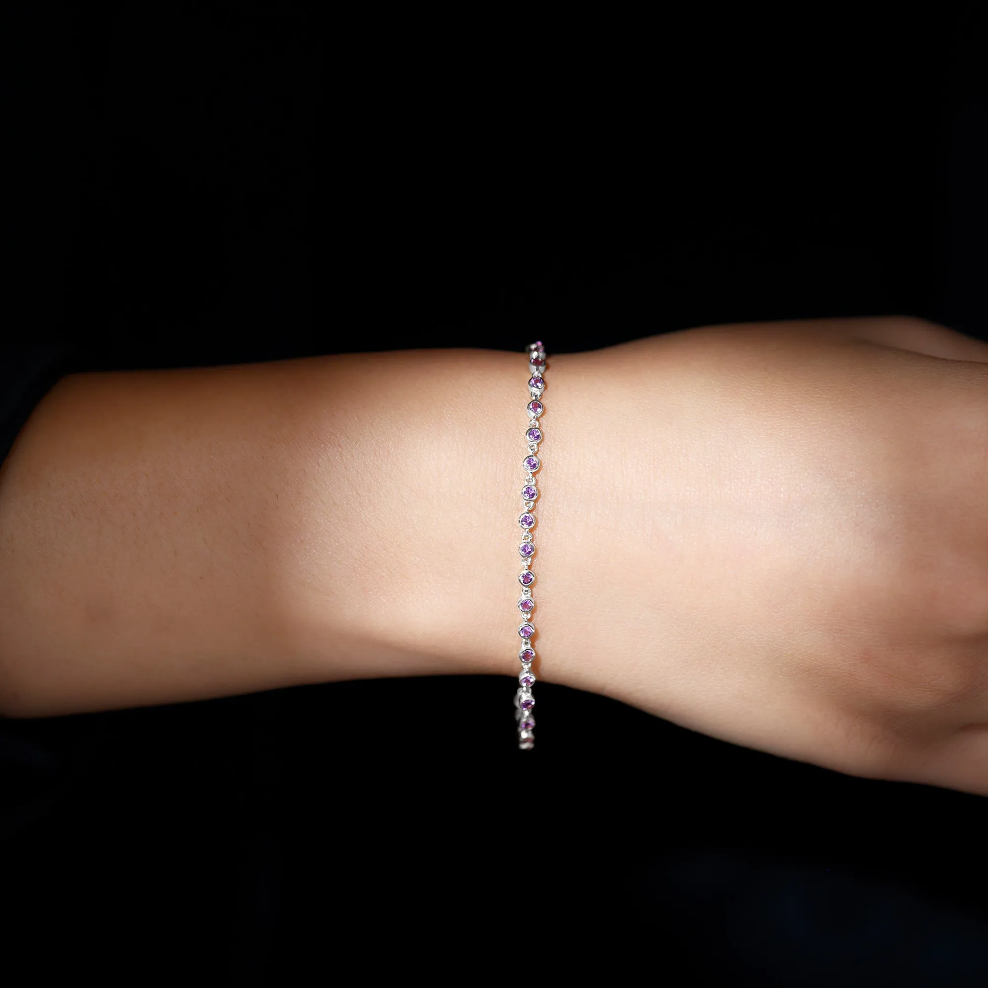 3/4 CT Bezel Set Amethyst Minimal Chain Bracelet
