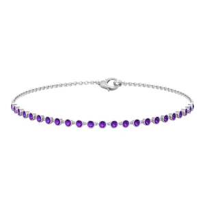3/4 CT Bezel Set Amethyst Minimal Chain Bracelet