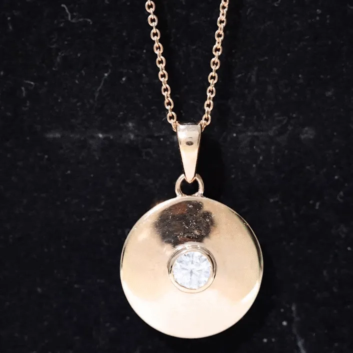 4 MM Round Moissanite Solitaire Disc pendant in Bezel Setting