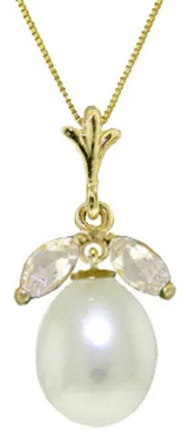 4.5 Carat 14K Solid White Gold Necklace Parl White Topaz