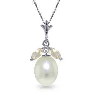4.5 Carat 14K Solid White Gold Necklace Parl White Topaz