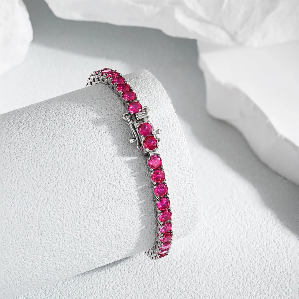 4mm Fuchsia Pink CZ Tennis Bracelet