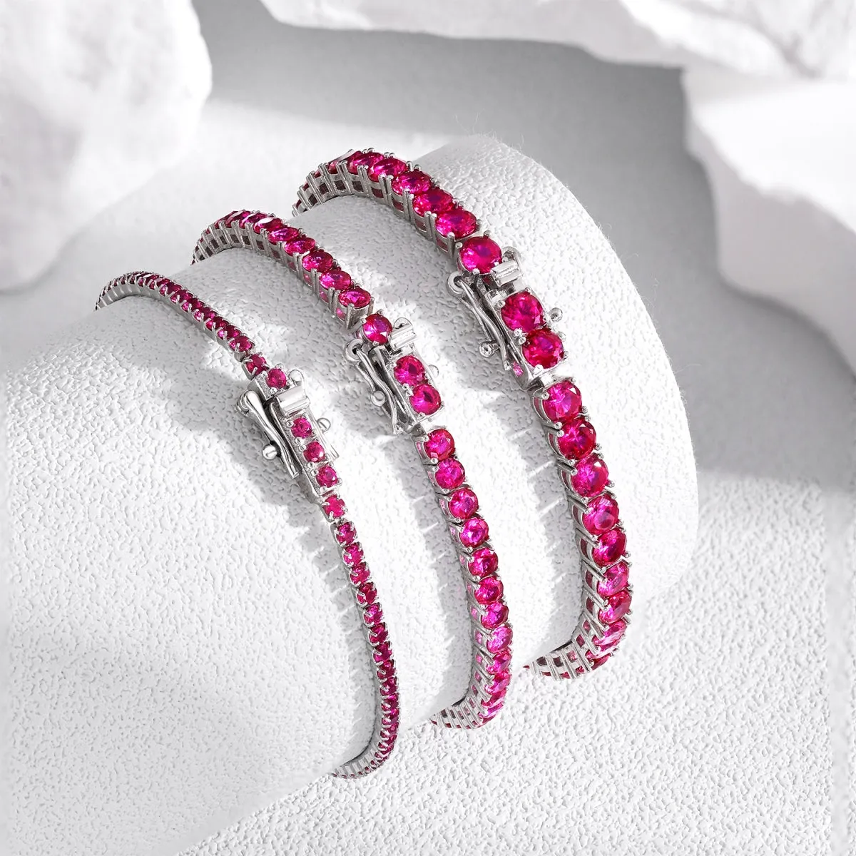 4mm Fuchsia Pink CZ Tennis Bracelet