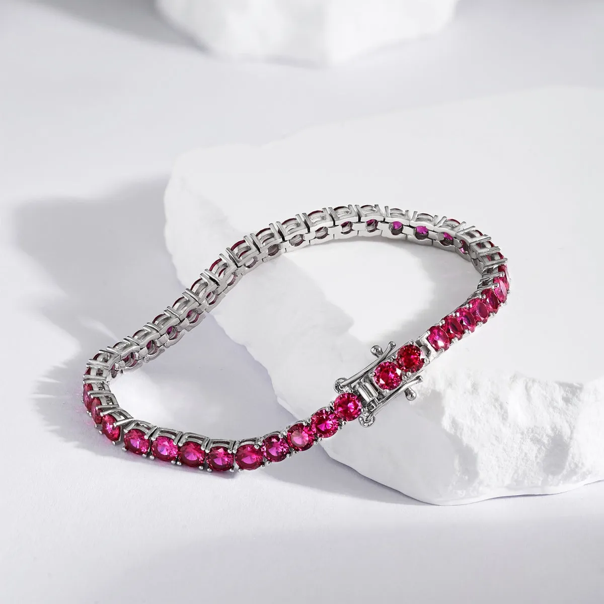 4mm Fuchsia Pink CZ Tennis Bracelet