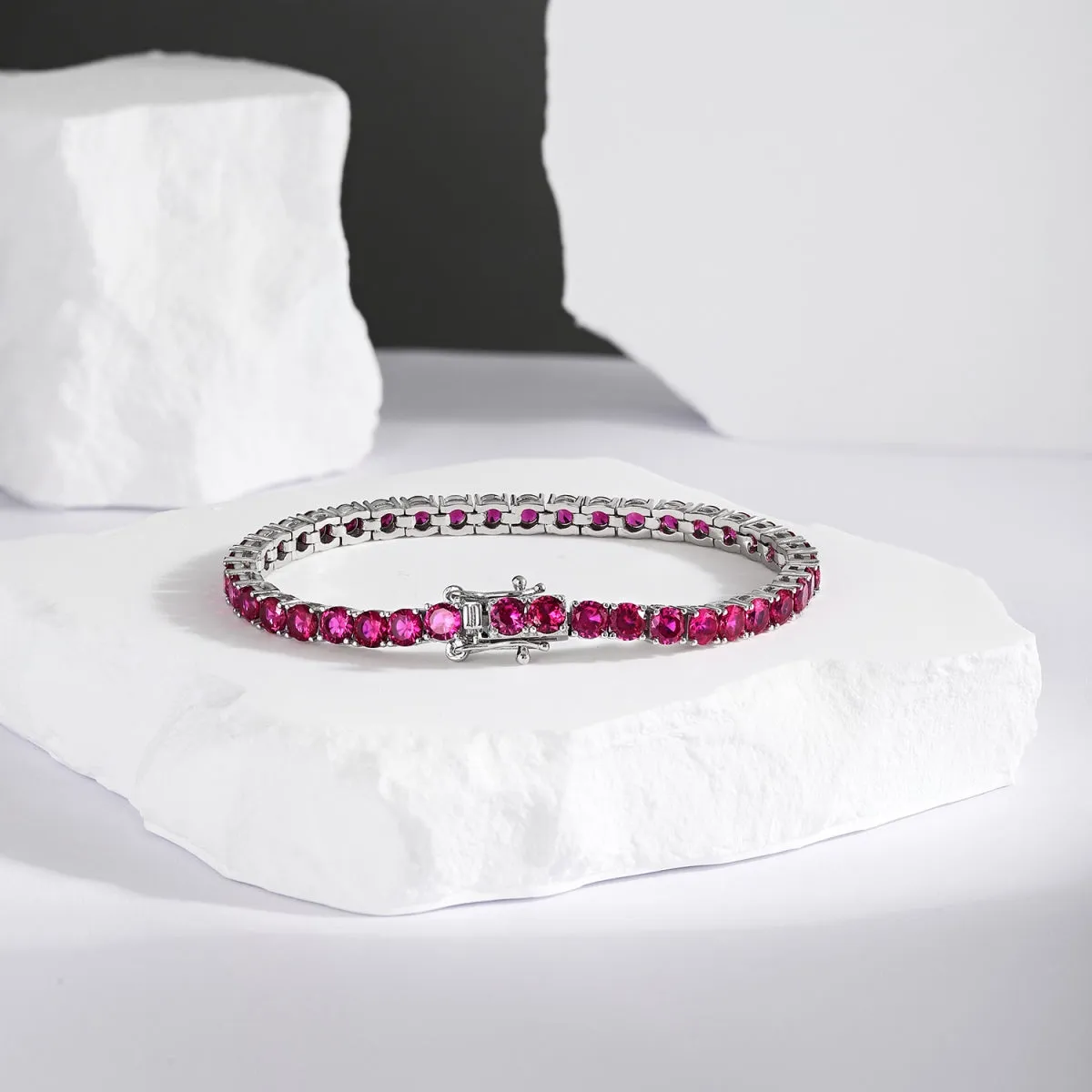 4mm Fuchsia Pink CZ Tennis Bracelet