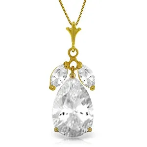 6.5 Carat 14K Solid Yellow Gold Allegra White Topaz Necklace