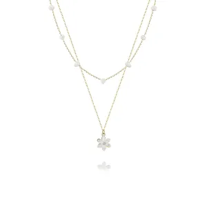 925 Silver Flower Pendant Pearl Necklace