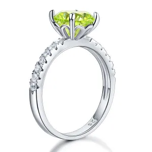 925 Sterling Silver Bridal Wedding Promise Ring 2 Carat Simulated Green Peridot