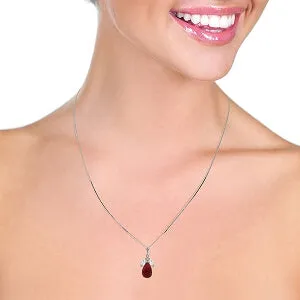 9.3 Carat 14K Solid White Gold Necklace Natural Ruby White Topaz