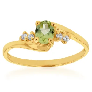 9ct Yellow Gold Peridot and Zirconia Ring