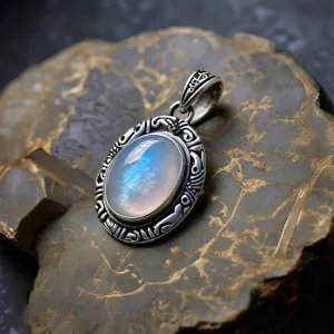 Aine Sterling Silver Real Antique Vintage Moonstone Pendant