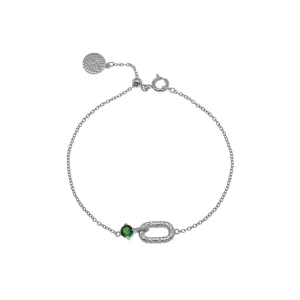 Alma Vintage Oval Bracelet Emerald CZ and Silver