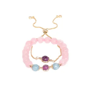 Amethyst and Crystal Sterling Silver Bracelet