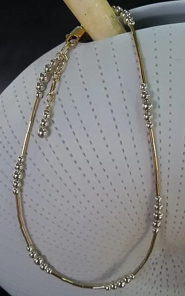 Anklet - Tube & Ball Combo (14K Gold-Fill & Sterling Silver)