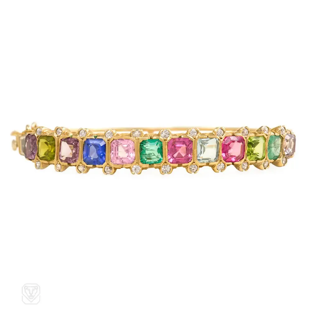 Antique half-hoop gem set bracelet