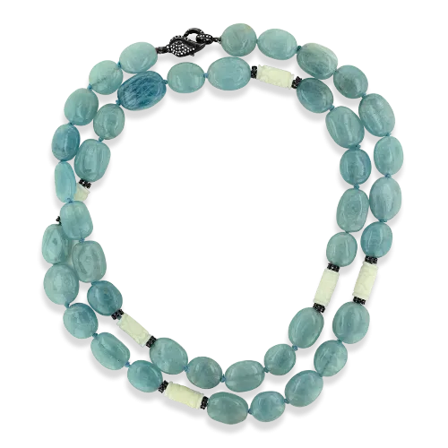 Aquamarine & White Coral Necklace