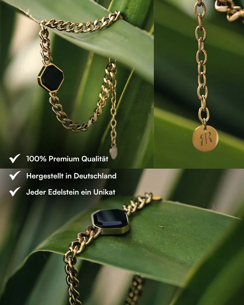 Armband - Onyx - Gold - Für Ihn