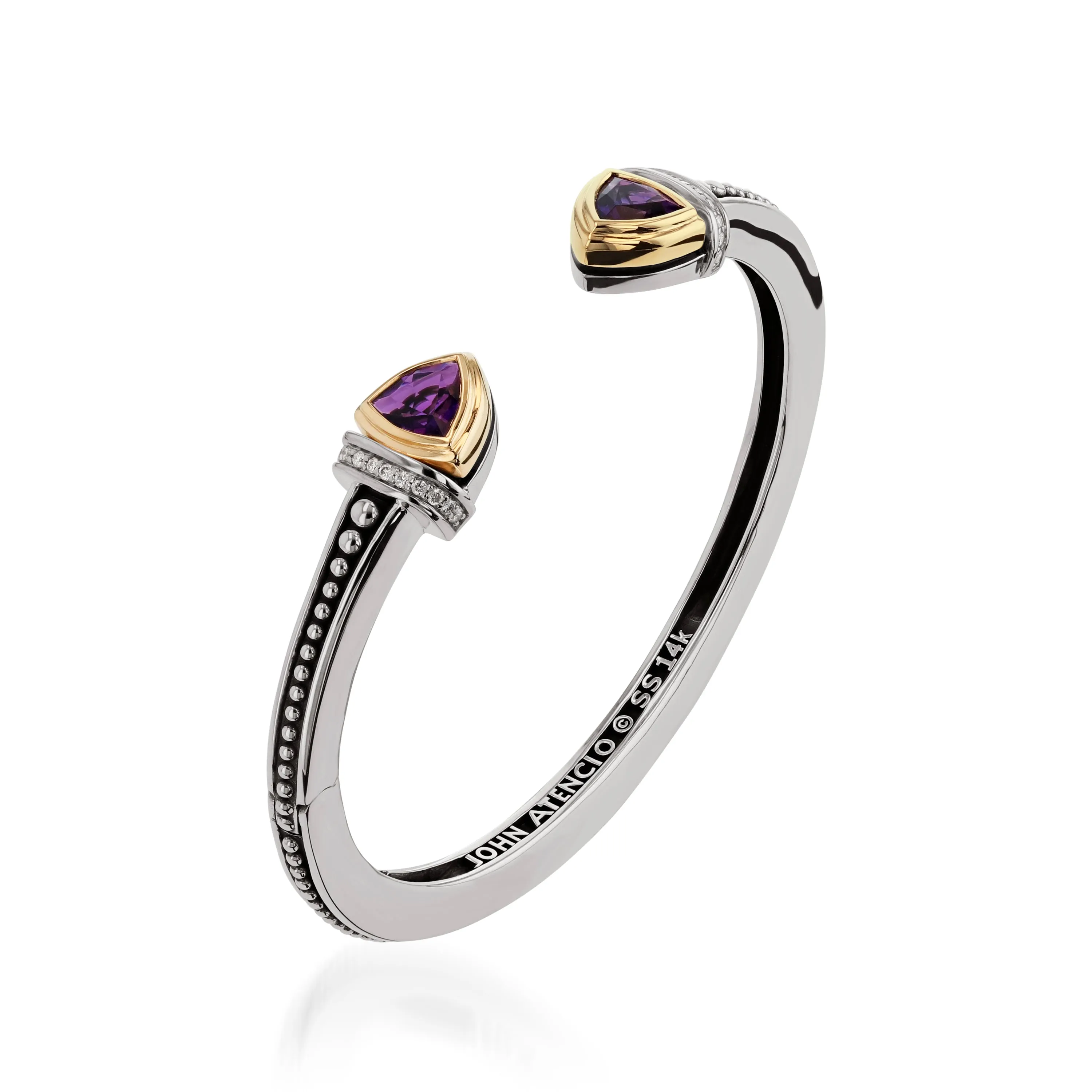 Arrivo Narrow Trillion Cuff Bracelet with Pave Diamonds