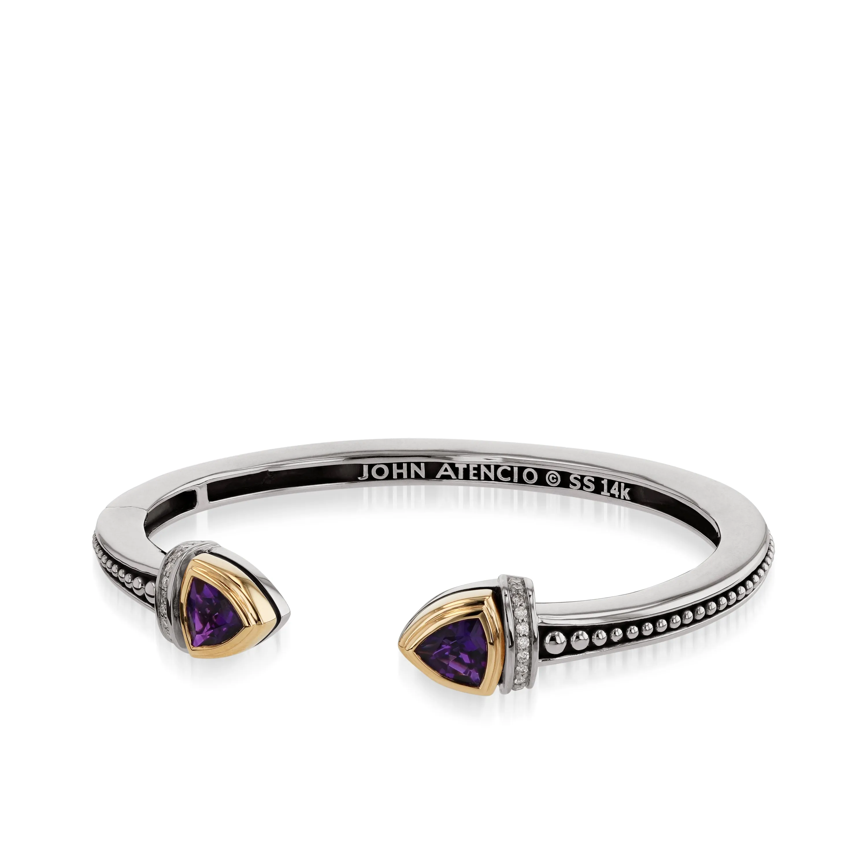 Arrivo Narrow Trillion Cuff Bracelet with Pave Diamonds