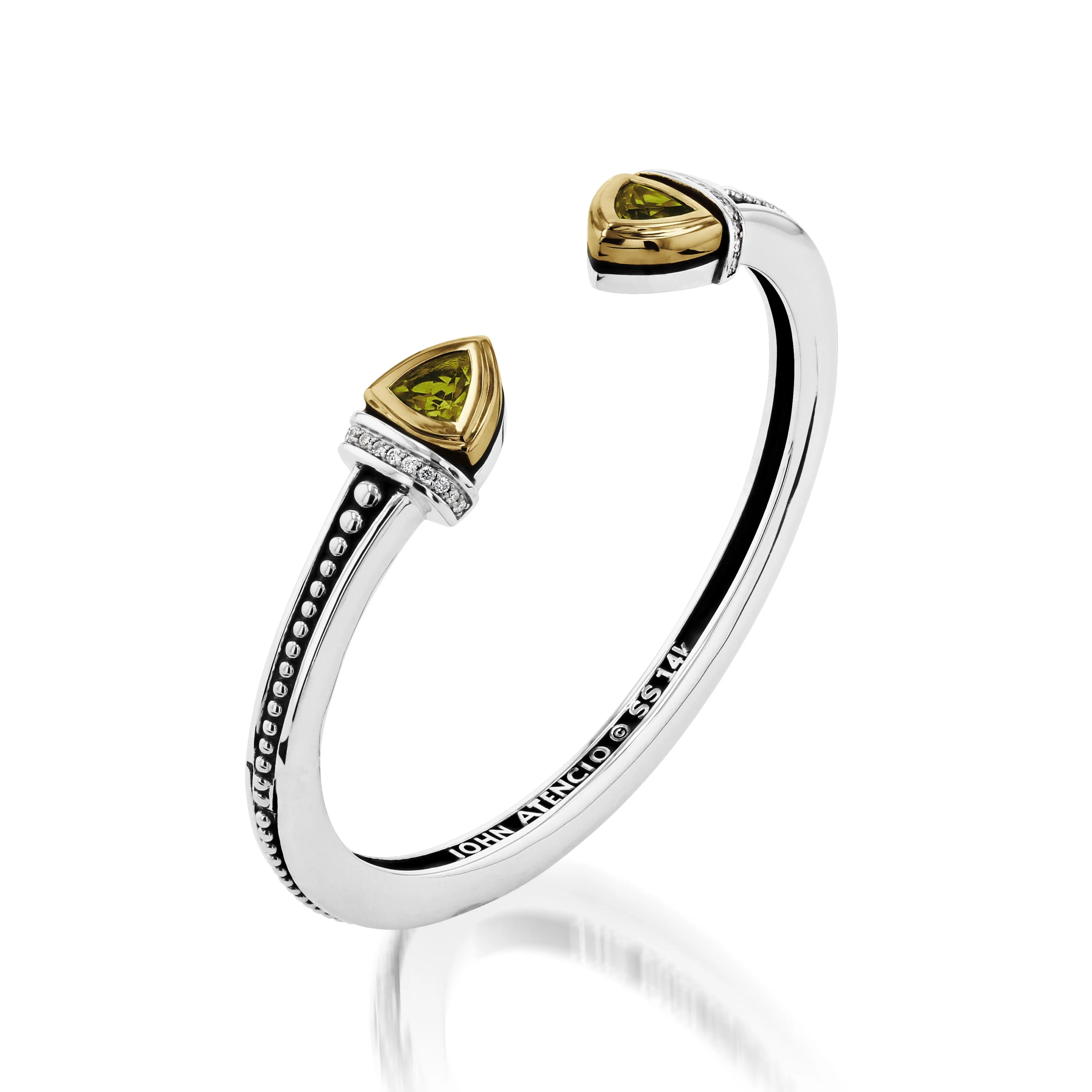 Arrivo Narrow Trillion Cuff Bracelet with Pave Diamonds