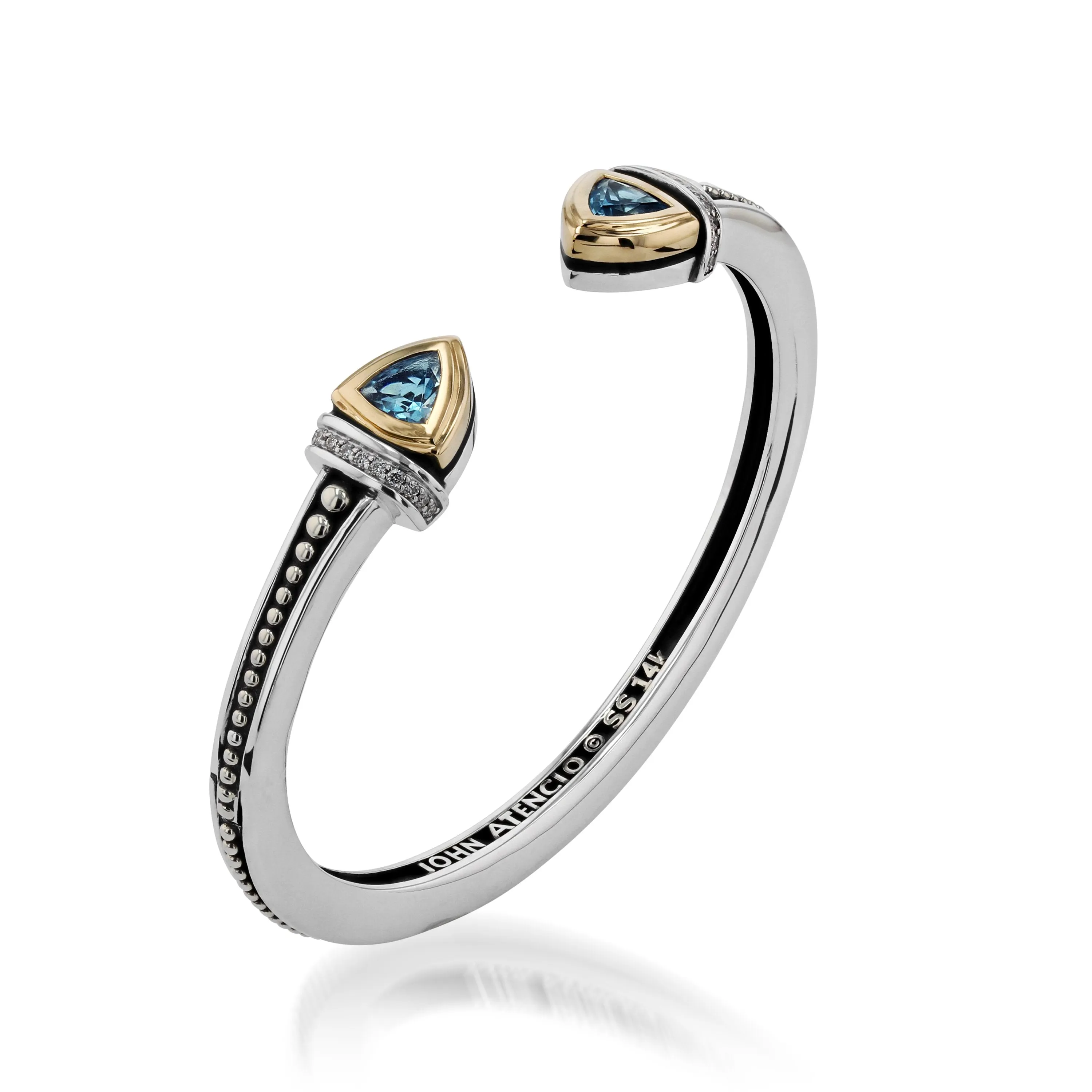 Arrivo Narrow Trillion Cuff Bracelet with Pave Diamonds