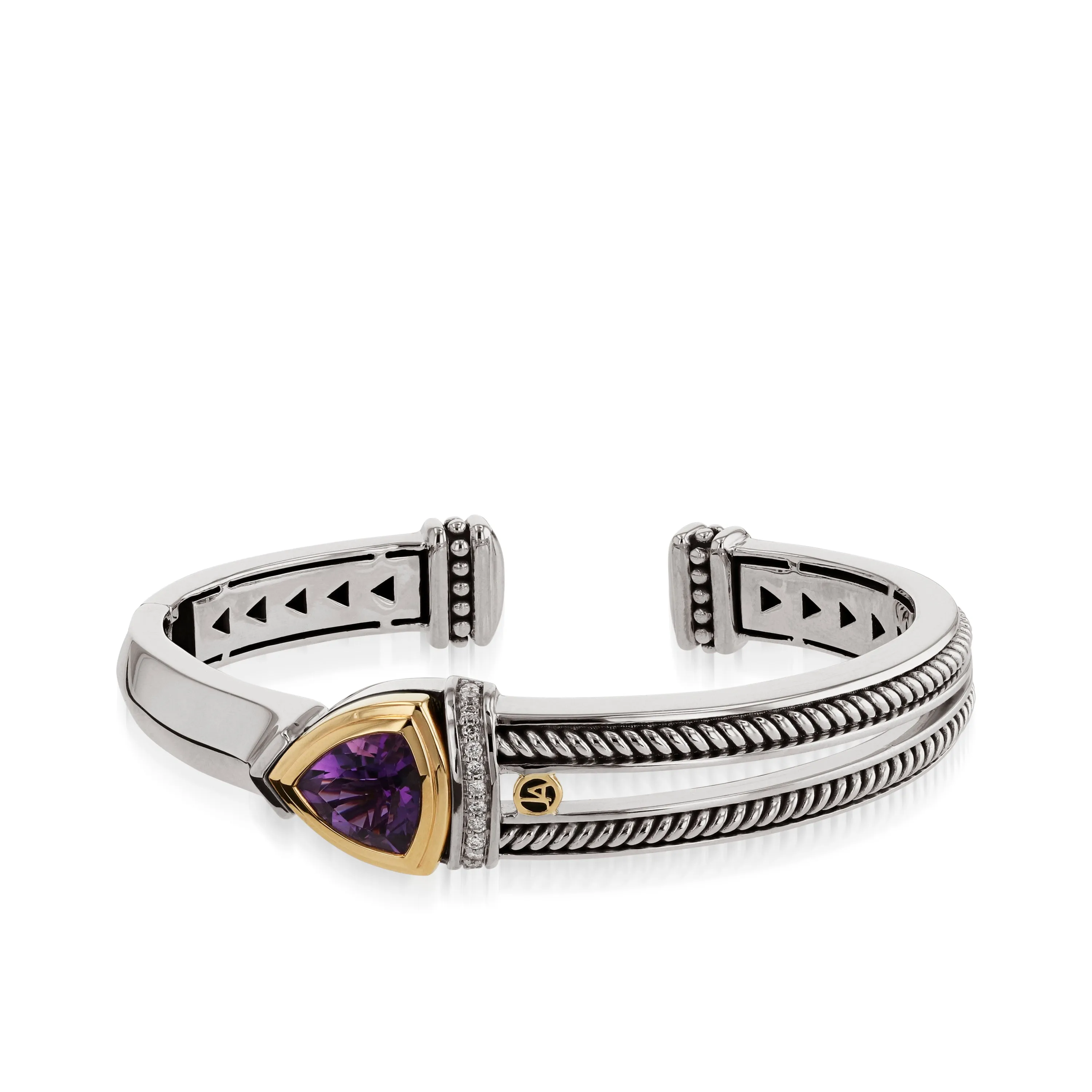 Arrivo Trillion Cuff Bracelet with Pave Diamonds