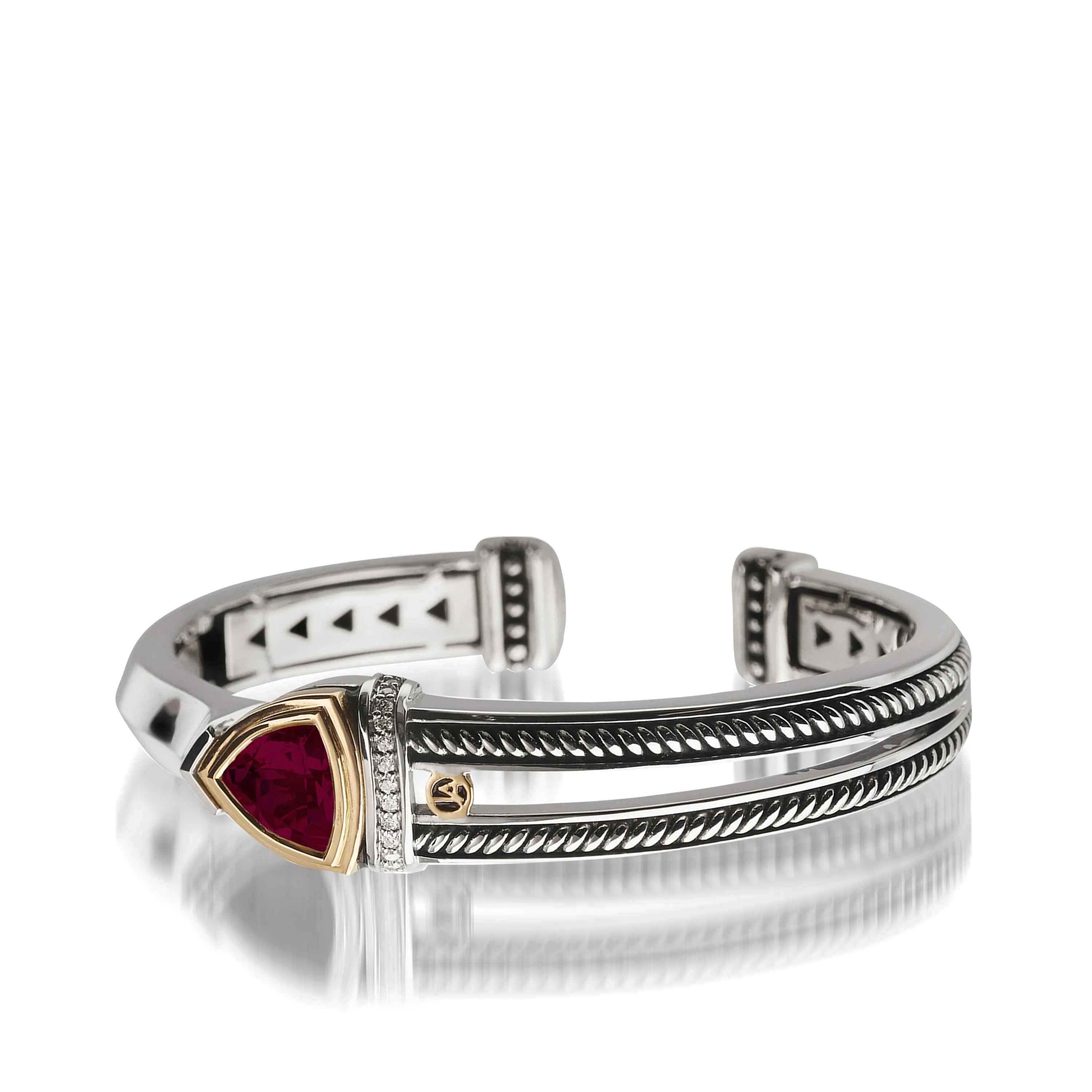 Arrivo Trillion Cuff Bracelet with Pave Diamonds