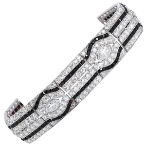 Art Deco Diamond Onyx Bracelet