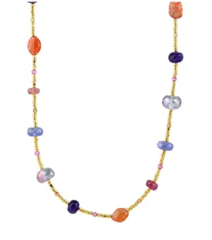 AVF Gold Glass, Sunstone, Tanzanite, Sapphire, Topaz & Amethyst Necklace (SI6735)