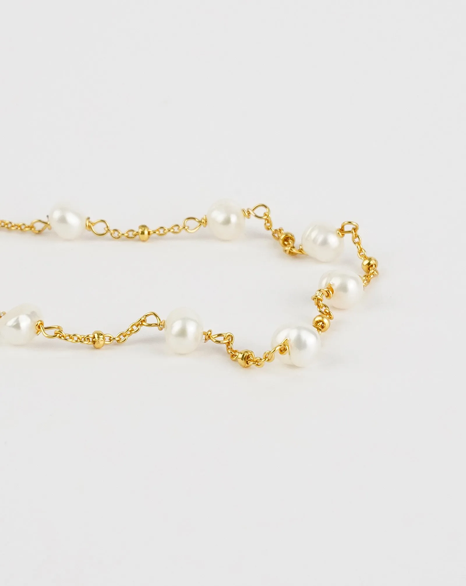 Beaded Chain Link Pearl Bracelet