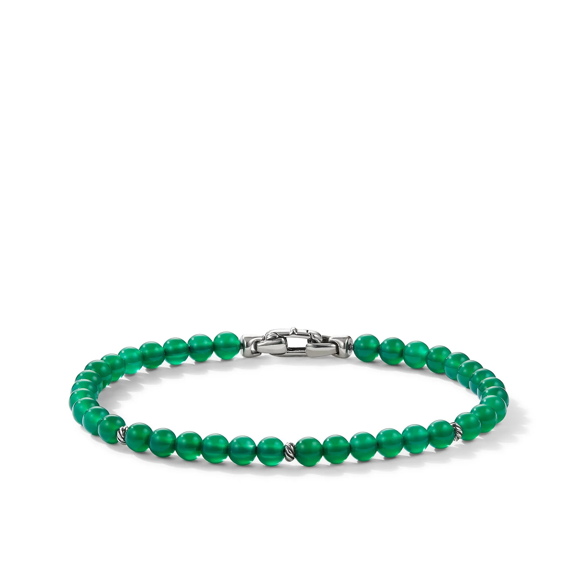 Bijoux Spiritual Beads Bracelet with Green Onyx and Sterling Silver\, 4mm